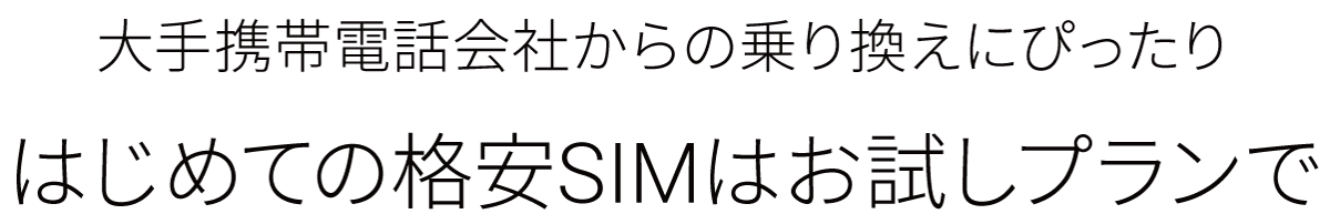 大手携帯電話会社からの乗り換えにぴったり初めての格安SIMにお勧めのお試しプラン